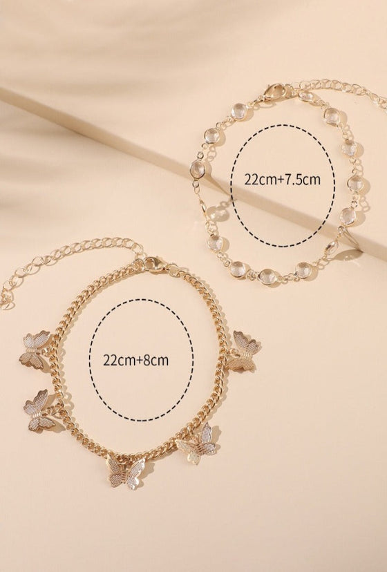 2pcs Butterfly Charm Anklet