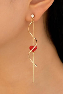  1pair Heart Shaped Spiral & S-shaped Earrings