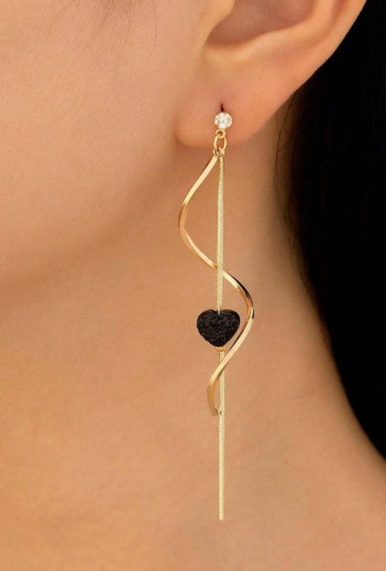 1pair Heart Shaped Spiral & S-shaped Earrings