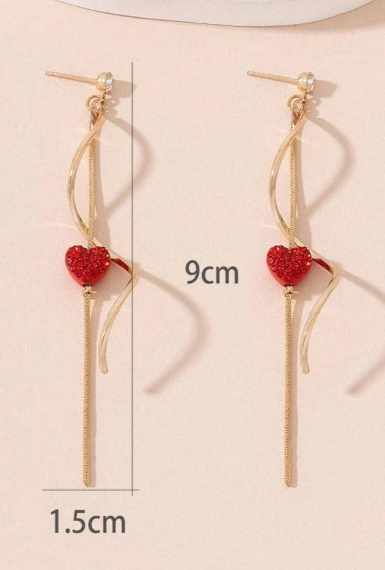 1pair Heart Shaped Spiral & S-shaped Earrings