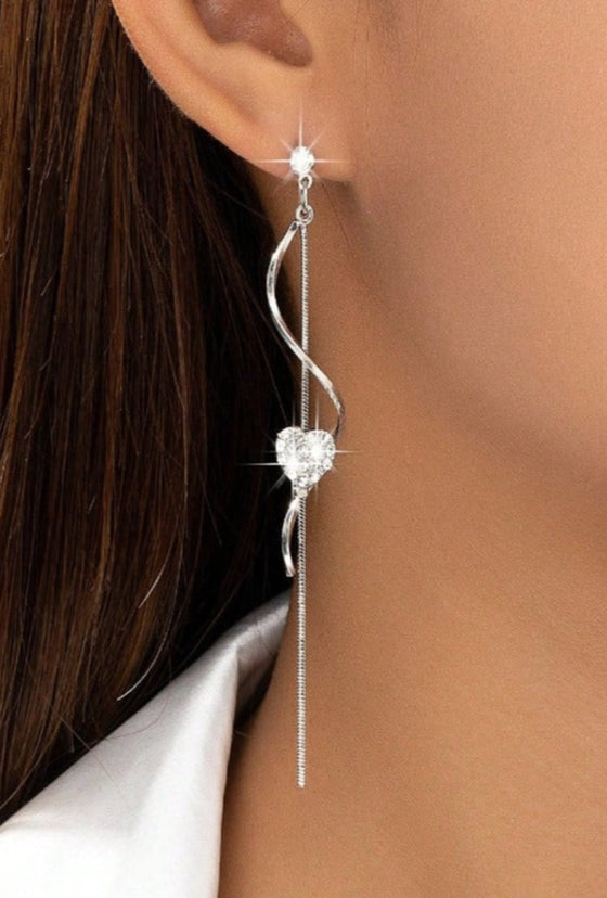 1pair Heart Shaped Spiral & S-shaped Earrings