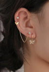 1 Pair Cubic Zirconia Dainty Chain Linked Earring