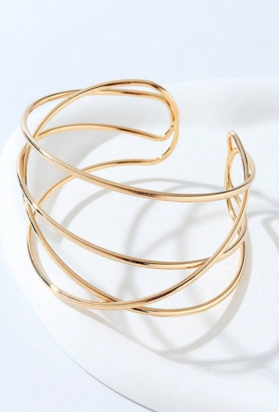 1pc Minimalist Metallic Wire Detail Arm Bracelet