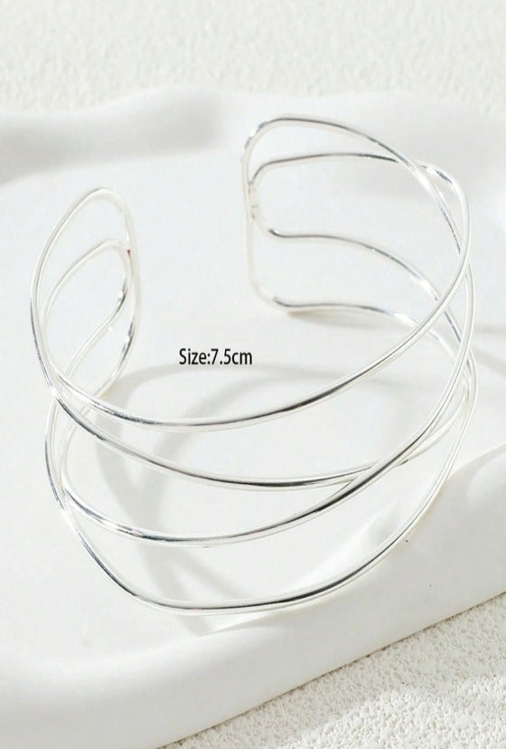 1pc Minimalist Metallic Wire Detail Arm Bracelet