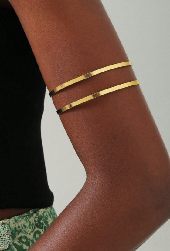 1pc Minimalist Metallic Wire Detail Arm Bracelet