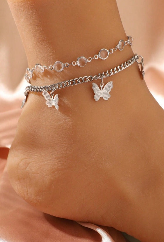 2pcs Butterfly Charm Anklet